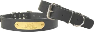 Warner Cumberland Leather Dog Collar Free Engraved Brass ID tag USA (1 1/4" x 28" Fits 21-25" Neck, Black)