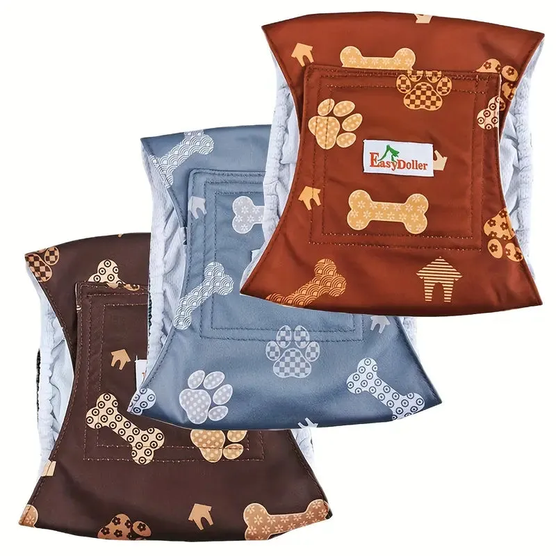 Washable Bone Pattern Male Reusable Dog Diapers