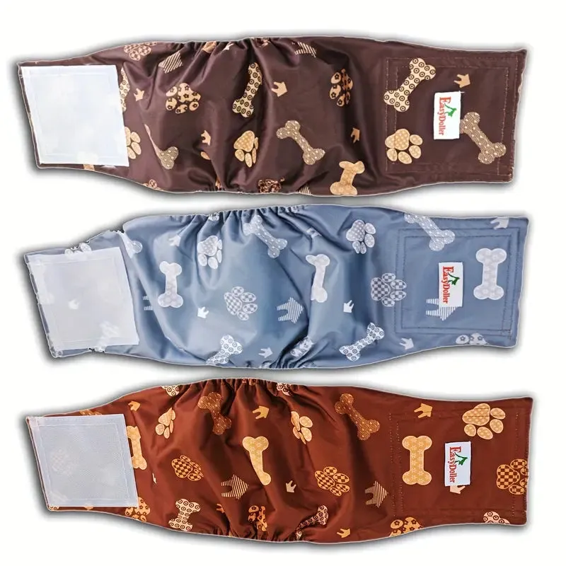 Washable Bone Pattern Male Reusable Dog Diapers