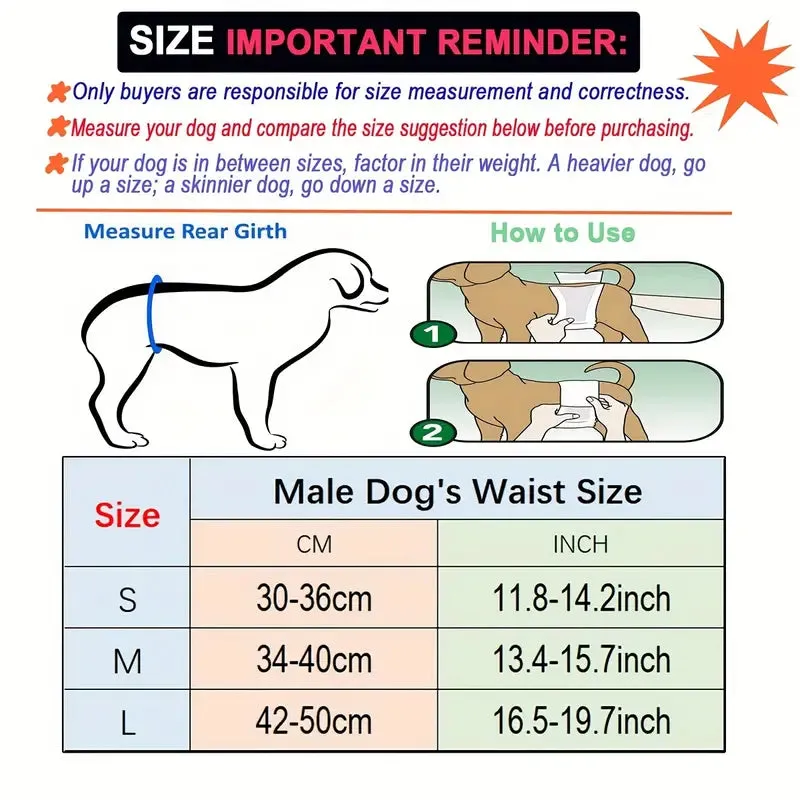 Washable Bone Pattern Male Reusable Dog Diapers