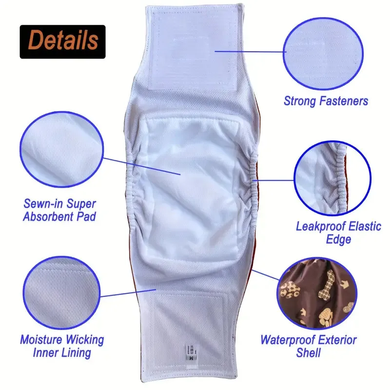 Washable Bone Pattern Male Reusable Dog Diapers