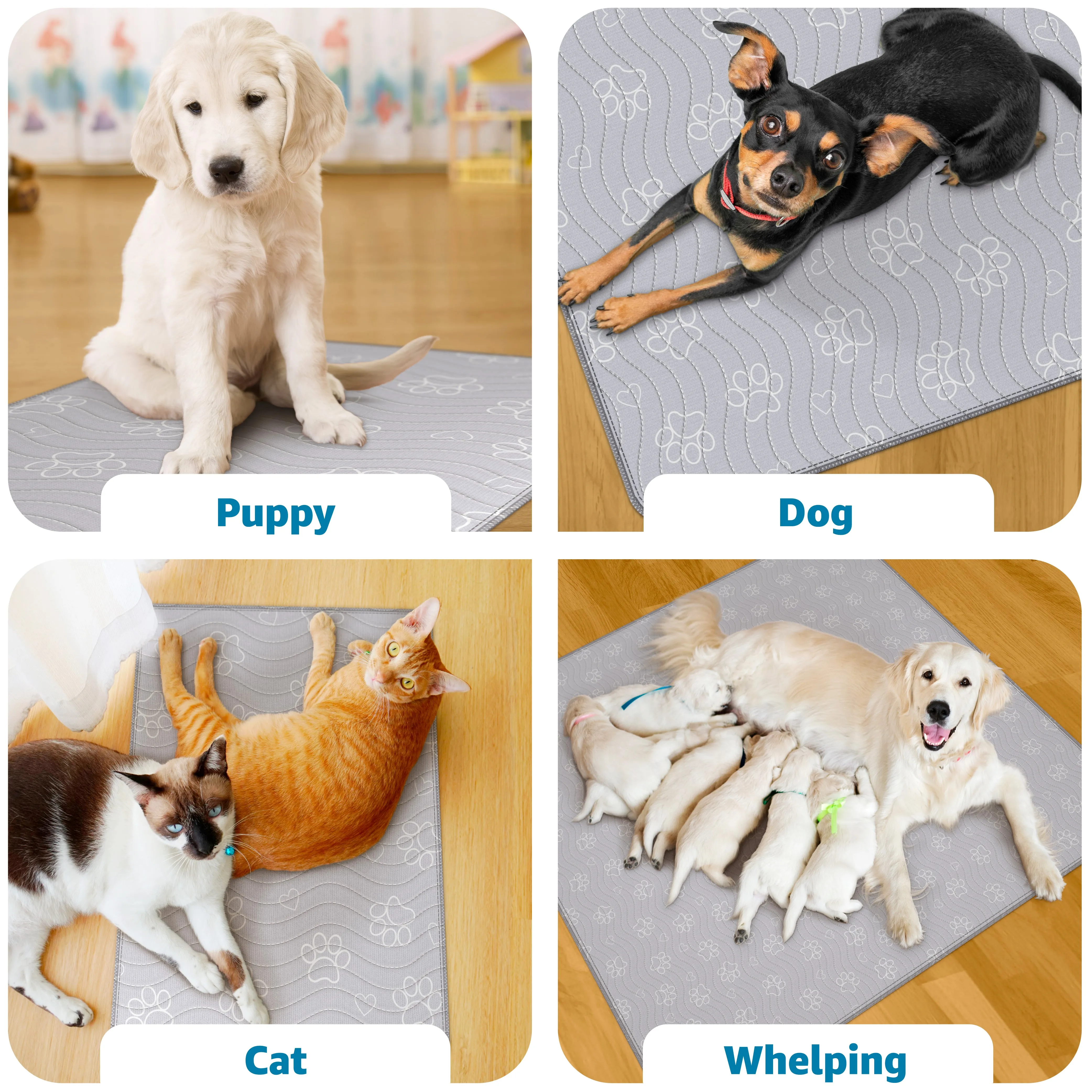 Washable Pee Pad for Dogs, Heavy Absorbency,  Reusable Training & Whelping Pad, Protects Floors and Furniture