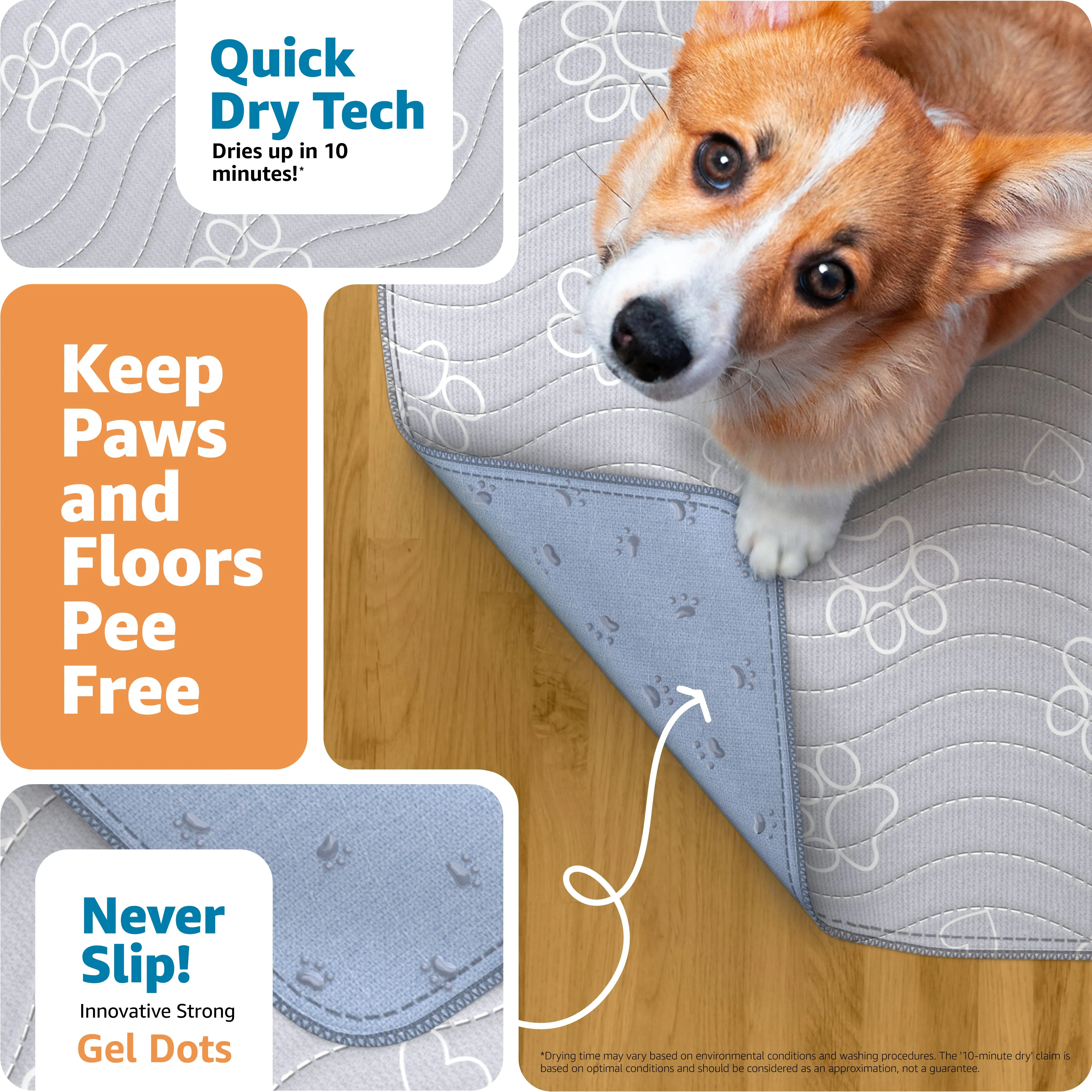 Washable Pee Pad for Dogs, Heavy Absorbency,  Reusable Training & Whelping Pad, Protects Floors and Furniture