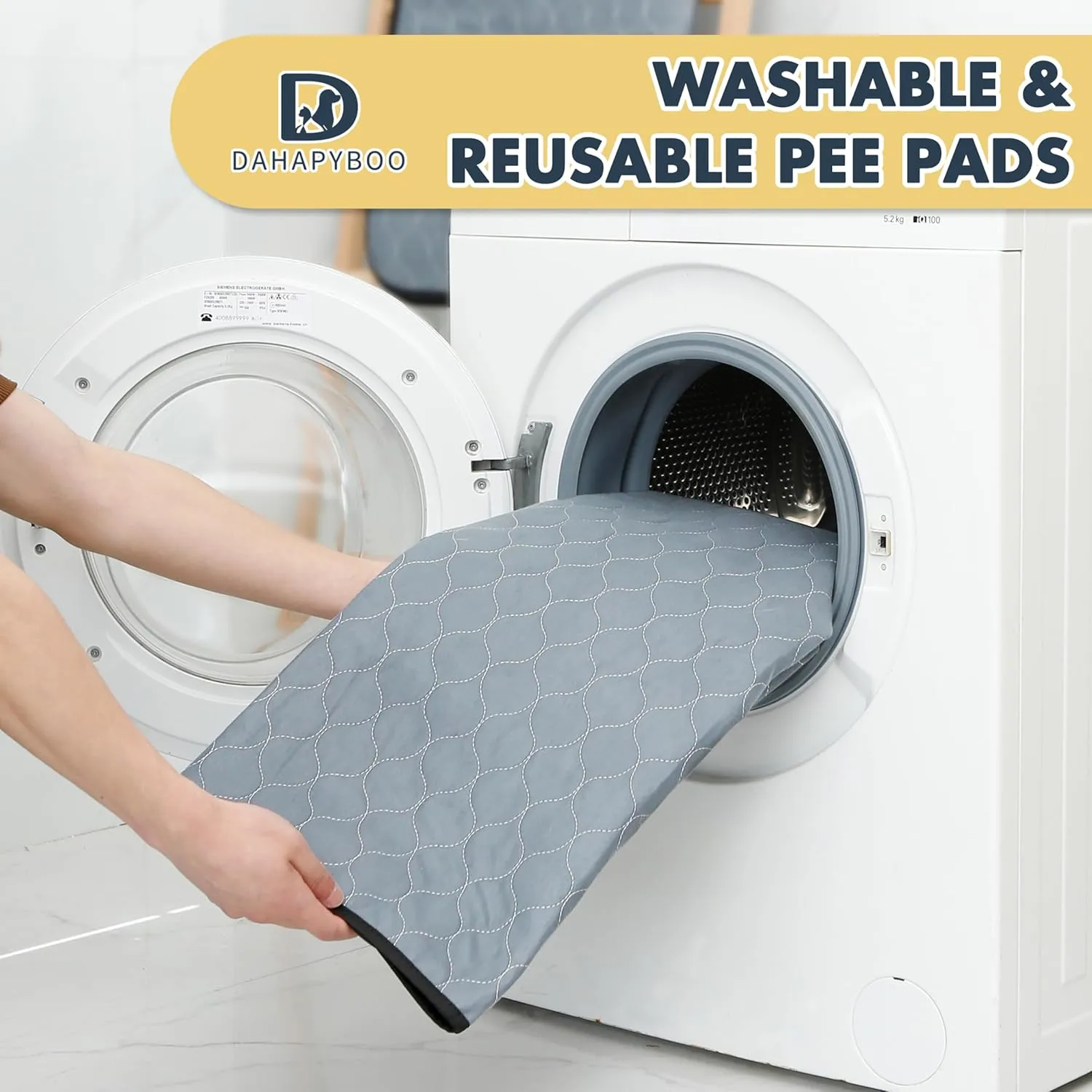 Washable Pee Pads for Dogs,4 Pack Reusable Puppy Pads for Dogs,18x24 Non-Slip Waterproof Pet Training Pads for Crate, Playpen, Bed, Sofa,Whelping Box, Potty Training