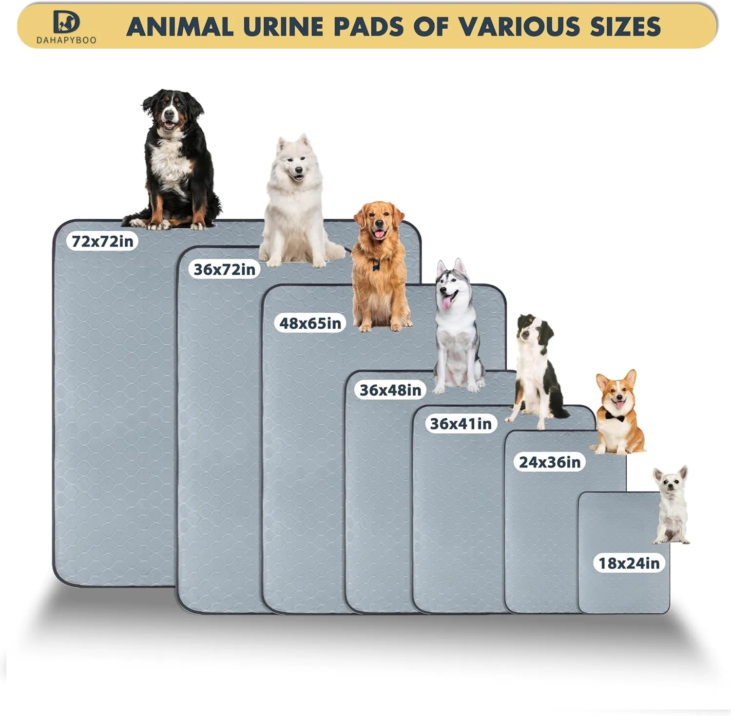 Washable Pee Pads for Dogs,4 Pack Reusable Puppy Pads for Dogs,18x24 Non-Slip Waterproof Pet Training Pads for Crate, Playpen, Bed, Sofa,Whelping Box, Potty Training