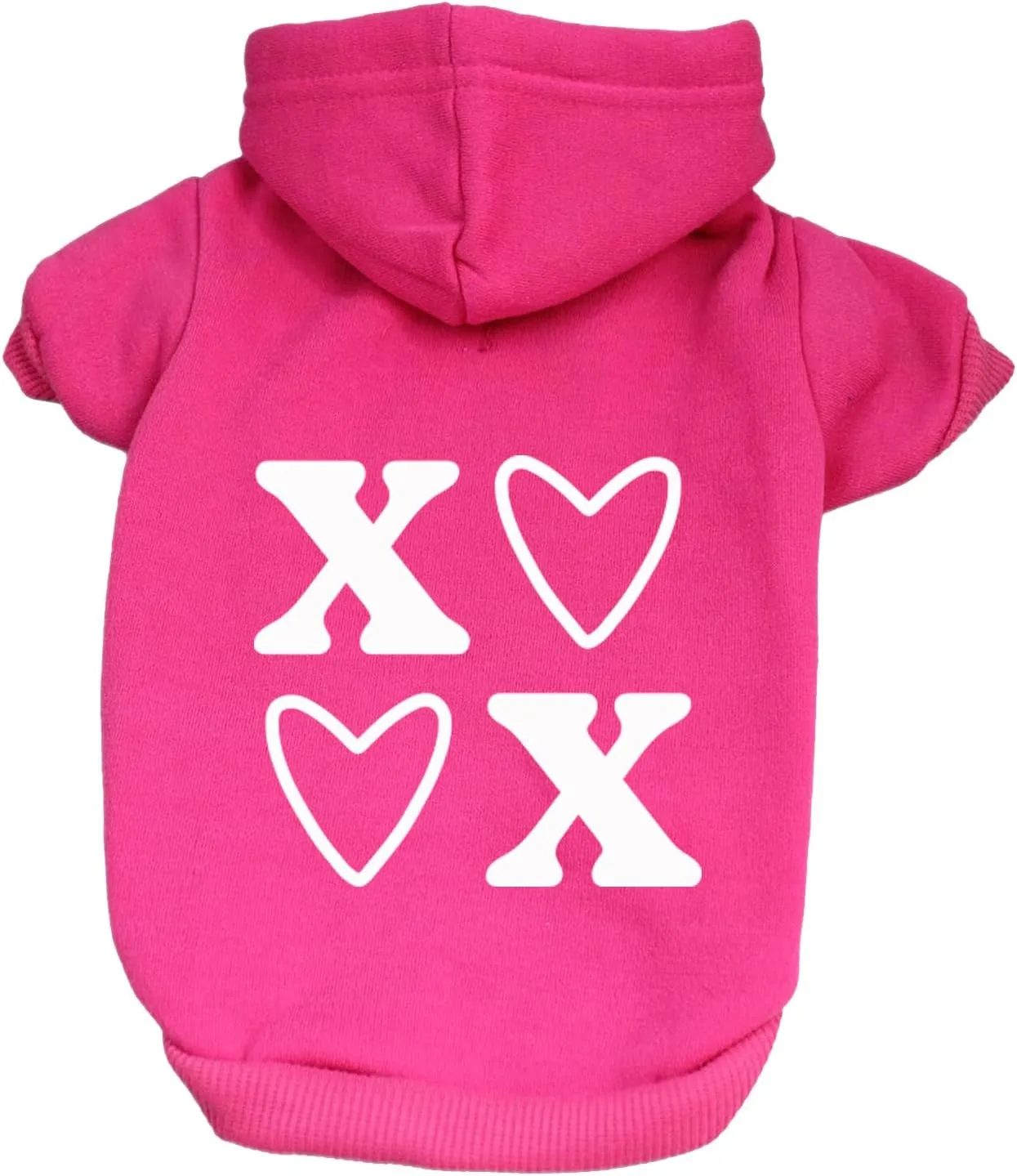 XOXO Valentine's Day Dog Hoodie Fleece Lined Pullover Sweatshirt with Leash Hole (Hot Pink, X-Large 978)