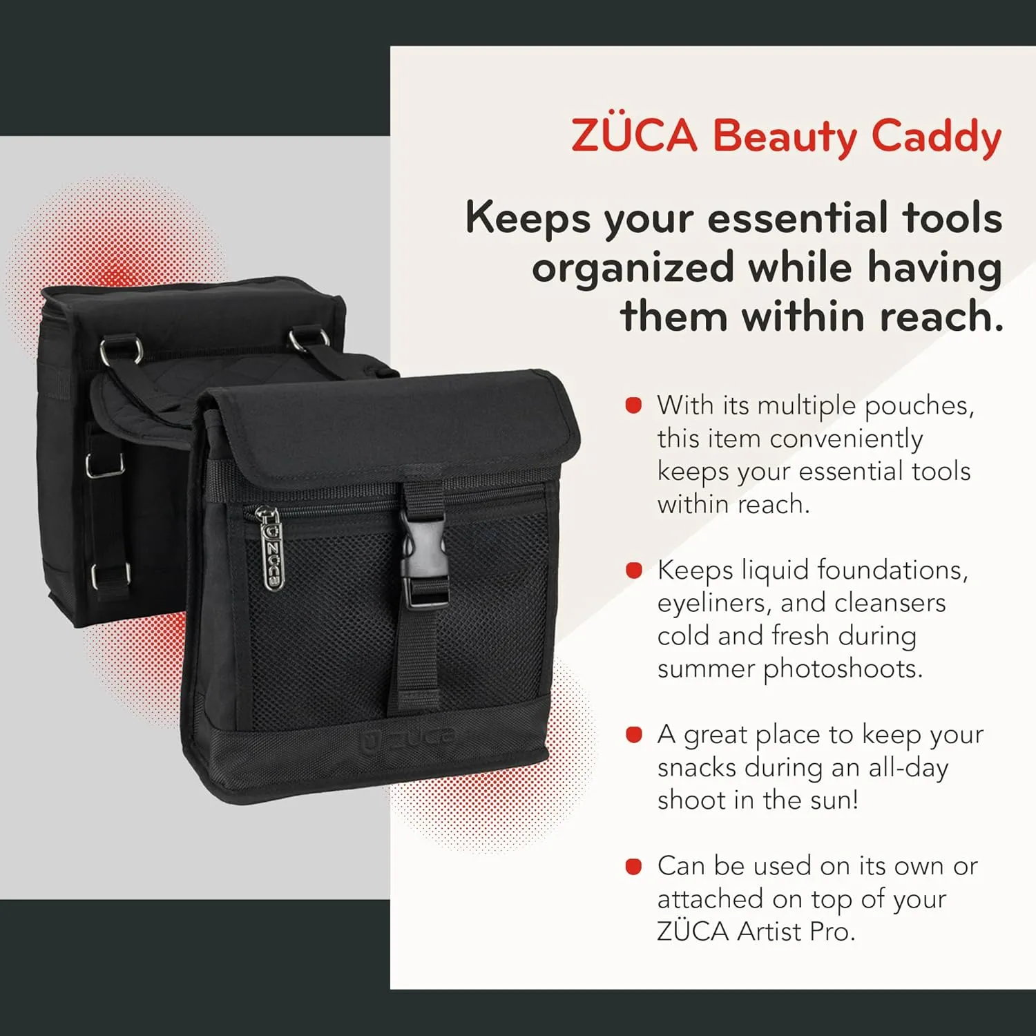 ZUCA Beauty Caddy with Built-in Seat Cushion (Black)